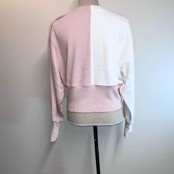 VAARA London Designer crop colorblock sweatshirt Blush White Sz S $600 - Picture 6 of 9